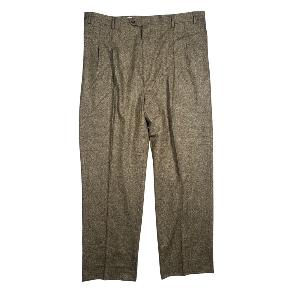 Irvine Park Mens Brown Wool Cashmere Blend Pleated Dress Pants 44-XL